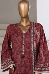 Sada Bahar Stitched 3 Piece Khaddar With Shimmer Suit-KD-PR-7532-Maroon