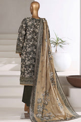 Sada Bahar Stitched 3 Piece Khaddar With Shimmer Suit-KD-PR-7534-Kai Green
