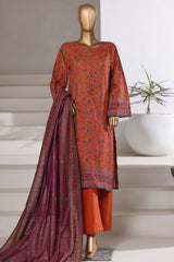 Sada Bahar Stitched 3 Piece Khaddar With Shimmer Collection'2025-KD-PR-7536-Orange