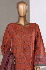 Sada Bahar Stitched 3 Piece Khaddar With Shimmer Collection'2025-KD-PR-7536-Orange