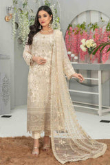 Mahaba by Tawakkal Semi Stitched 3 Piece Embroidered Chiffon Suit-M-7659