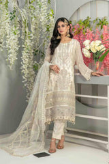 Mahaba by Tawakkal Semi Stitched 3 Piece Embroidered Chiffon Suit-M-7662