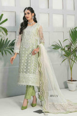Mahaba by Tawakkal Semi Stitched 3 Piece Embroidered Chiffon Suit-M-7664