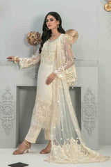 Mahaba by Tawakkal Semi Stitched 3 Piece Embroidered Chiffon Suit-M-7666
