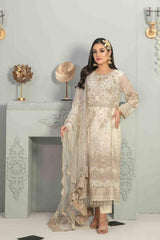 Mahaba by Tawakkal Semi Stitched 3 Piece Embroidered Chiffon Suit-M-7667