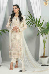 Mahaba by Tawakkal Semi Stitched 3 Piece Embroidered Chiffon Suit-M-7668