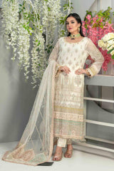 Mahaba by Tawakkal Semi Stitched 3 Piece Embroidered Chiffon Suit-M-7669