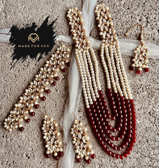 Made For Her-Ethereal Pearl Cascade Set - Coloured - KAHD1001