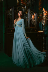 Haniumaimaz Stitched Formals Suit-Aasmani