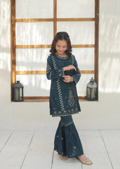Khanak Stitched Kids-Dark Cyan Gharara Suit KST 143