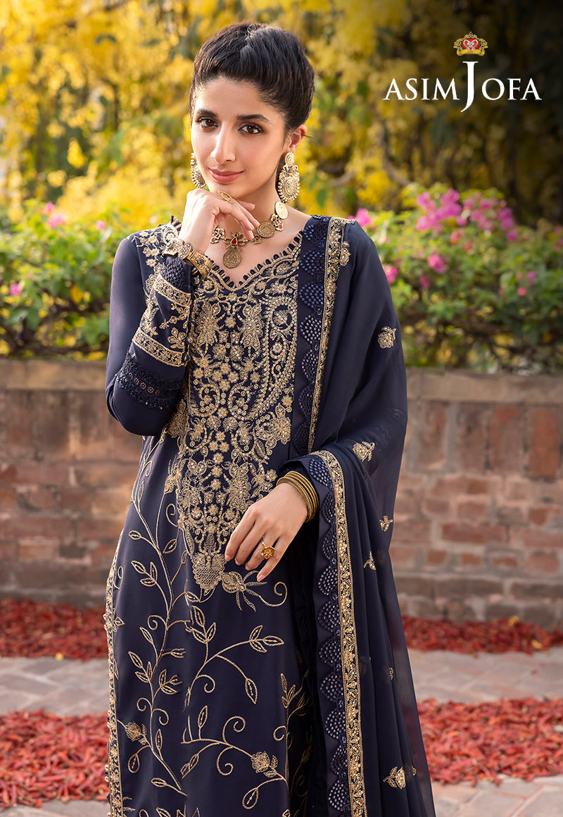 Asim Jofa Shadow Work '23 Ajsw-15 Embroidered Lawn Silk 3 Pcs