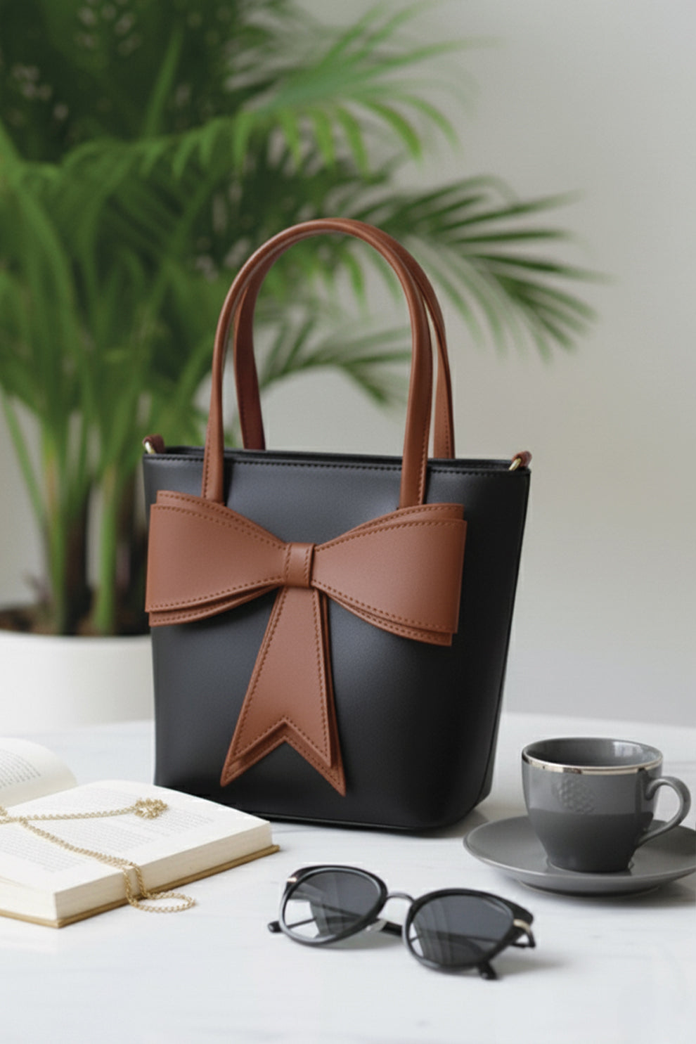 Fineur Carryme Black and brown Tote Bags | Cute Bow High Quality Bag Just for 1999.