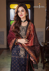 Asim Jofa Rania Pre-Winter '23 Ajrw-25 Designers Stitched Embroidered Premium Winter Cotton 3 Pcs