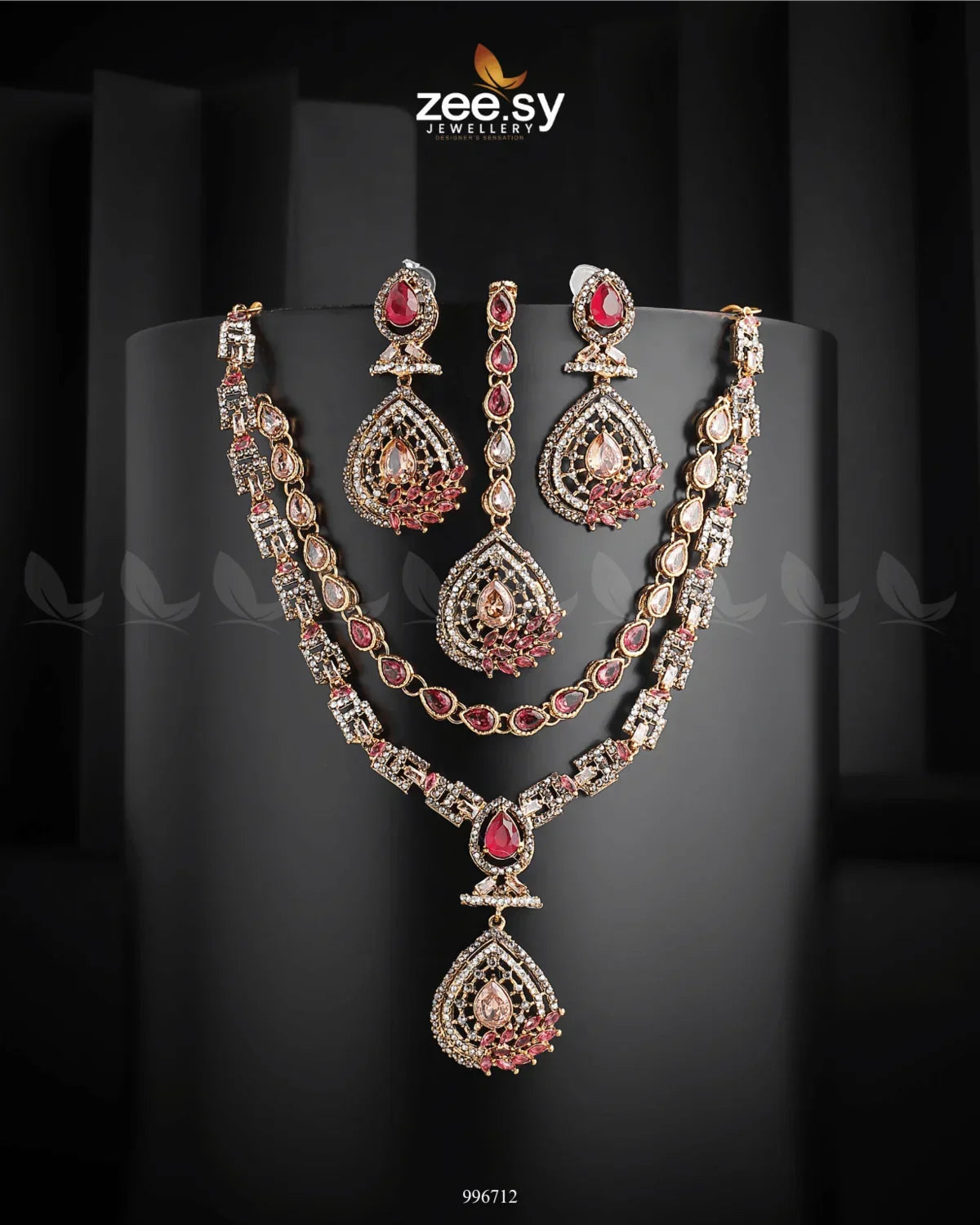 Zinnia Necklace Sets Fuchsia - Zeesy Jewellery