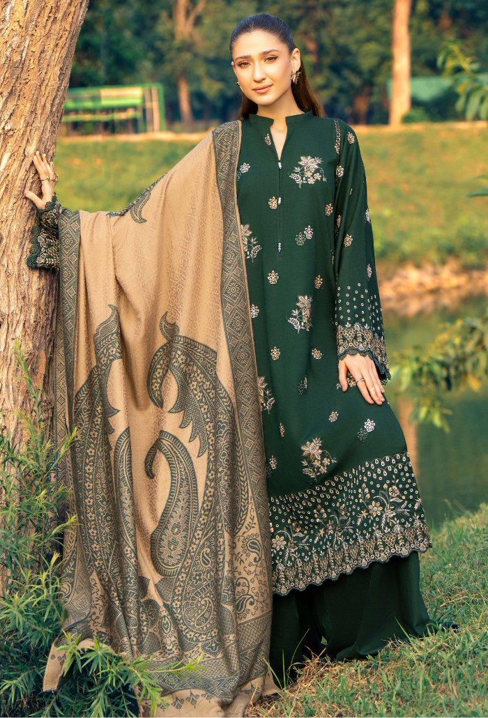 Onora By Humdum Unstitched 3 Piece Emb Khaddar Winter Collection'2024