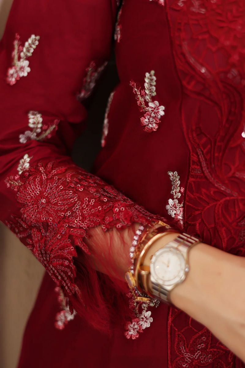 Tabeer By Mariam Malik Unstitched 3 Piece Summer Collection'2025-Garnet Rose