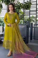 Shamooz Stitched 3 Piece Formals Suits-Mustard Green SEM-0739