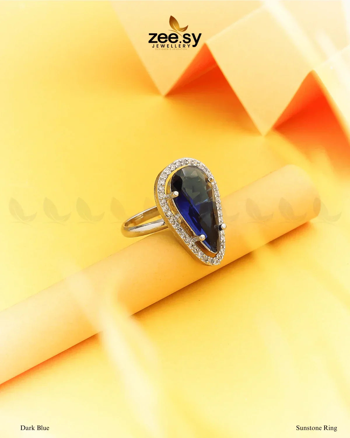 Sunstone Ring Dark Blue - Zeesy Jewellery