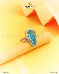 Sunstone Ring Ocean Blue - Zeesy Jewellery