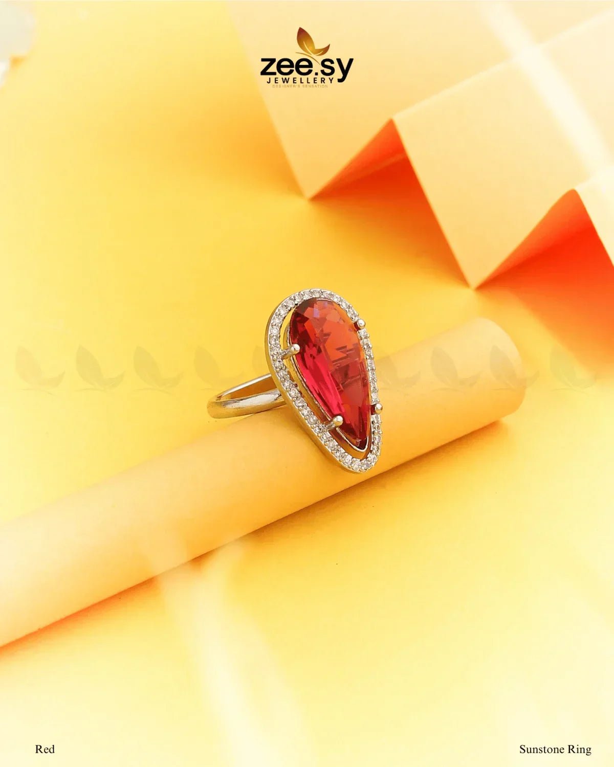 Sunstone Ring Red - Zeesy Jewellery
