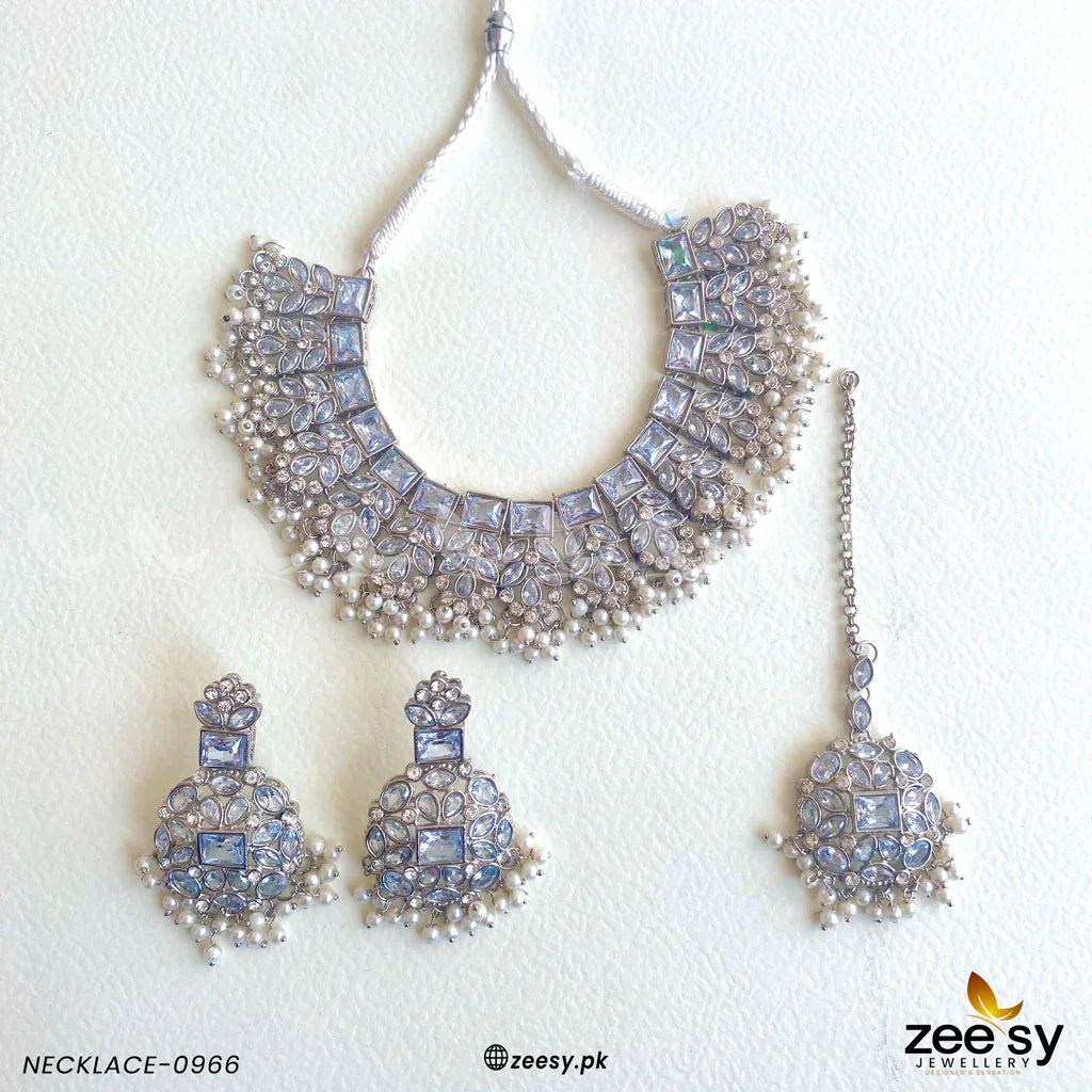 NECKLACE-0966 Silver - Zeesy Jewellery