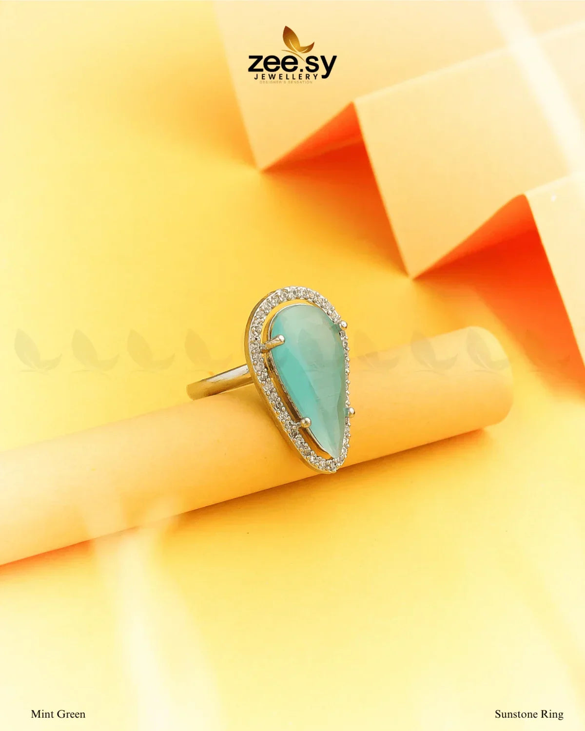 Sunstone Ring Mint Green - Zeesy Jewellery