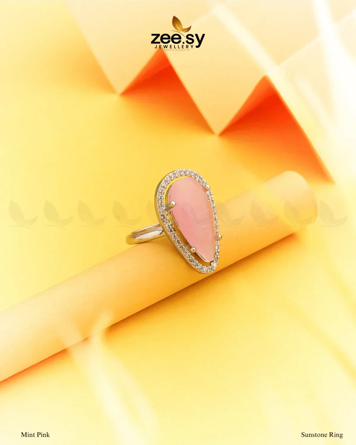 Sunstone Ring Mint pink - Zeesy Jewellery
