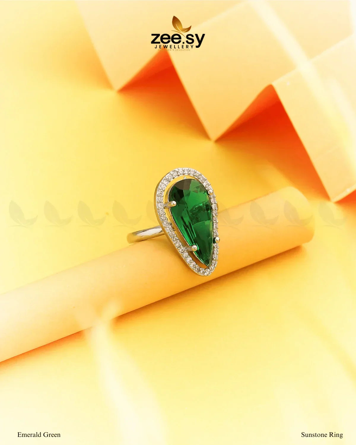 Sunstone Ring Emerald Green - Zeesy Jewellery