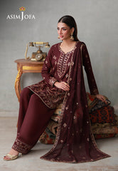 Asim Jofa Stitched 3 Piece Luxury Pret Suit-AJLPN-05 Embroidered Poly Silk Stitched 3pcs