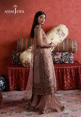 Asim Jofa Unstitched 3 Piece Wedding Festive Suit-AJULN-12 Embroidered Zari Check Net Unstitched 3 Pcs