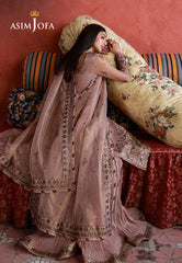 Asim Jofa Unstitched 3 Piece Wedding Festive Suit-AJULN-12 Embroidered Zari Check Net Unstitched 3 Pcs