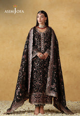 Asim Jofa Unstitched 3 Piece Wedding Festive Suit-AJULN-09 Embroidered Cotton Net Unstitched 3 Pcs
