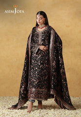 Asim Jofa Unstitched 3 Piece Wedding Festive Suit-AJULN-09 Embroidered Cotton Net Unstitched 3 Pcs