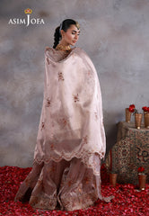 Asim Jofa Unstitched 3 Piece Wedding Festive Suit-AJULN-15 Embroidered Zari Tissue Net Unstitched 3 Pcs