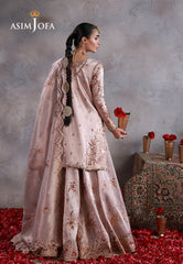 Asim Jofa Unstitched 3 Piece Wedding Festive Suit-AJULN-15 Embroidered Zari Tissue Net Unstitched 3 Pcs