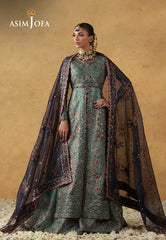 Asim Jofa Unstitched 3 Piece Wedding Festive Suit-AJULN-05 Embroidered Javeria Net Unstitched 3 Pcs