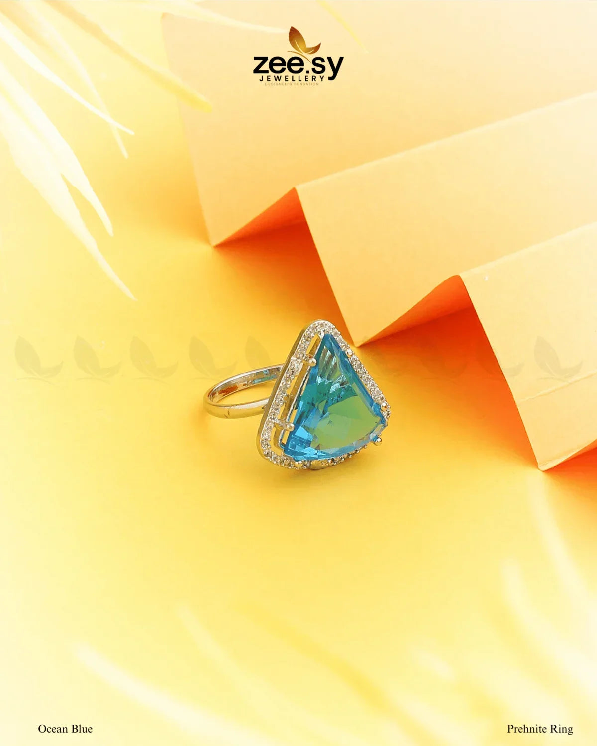 Prehnite Ring Ocean Blue - Zeesy Jewellery