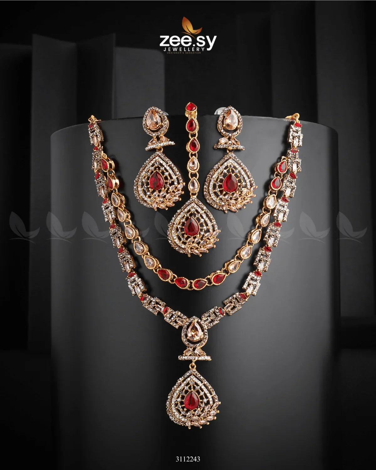 Zinnia Necklace Sets Red - Zeesy Jewellery