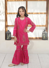 Khanak Stitched Kids-Deep Pink Gharara Suit KST 144