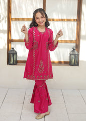 Khanak Stitched Kids-Deep Pink Gharara Suit KST 144