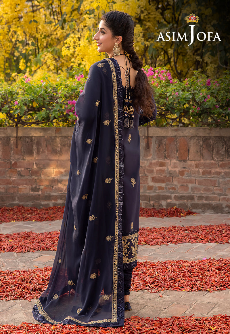 Asim Jofa Shadow Work '23 Ajsw-15 Embroidered Lawn Silk 3 Pcs