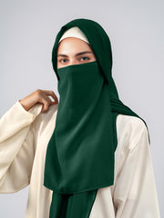 Hijab Ul Hareem Hijab & Niqab Set - Dark Green