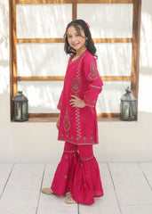 Khanak Stitched Kids-Deep Pink Gharara Suit KST 144