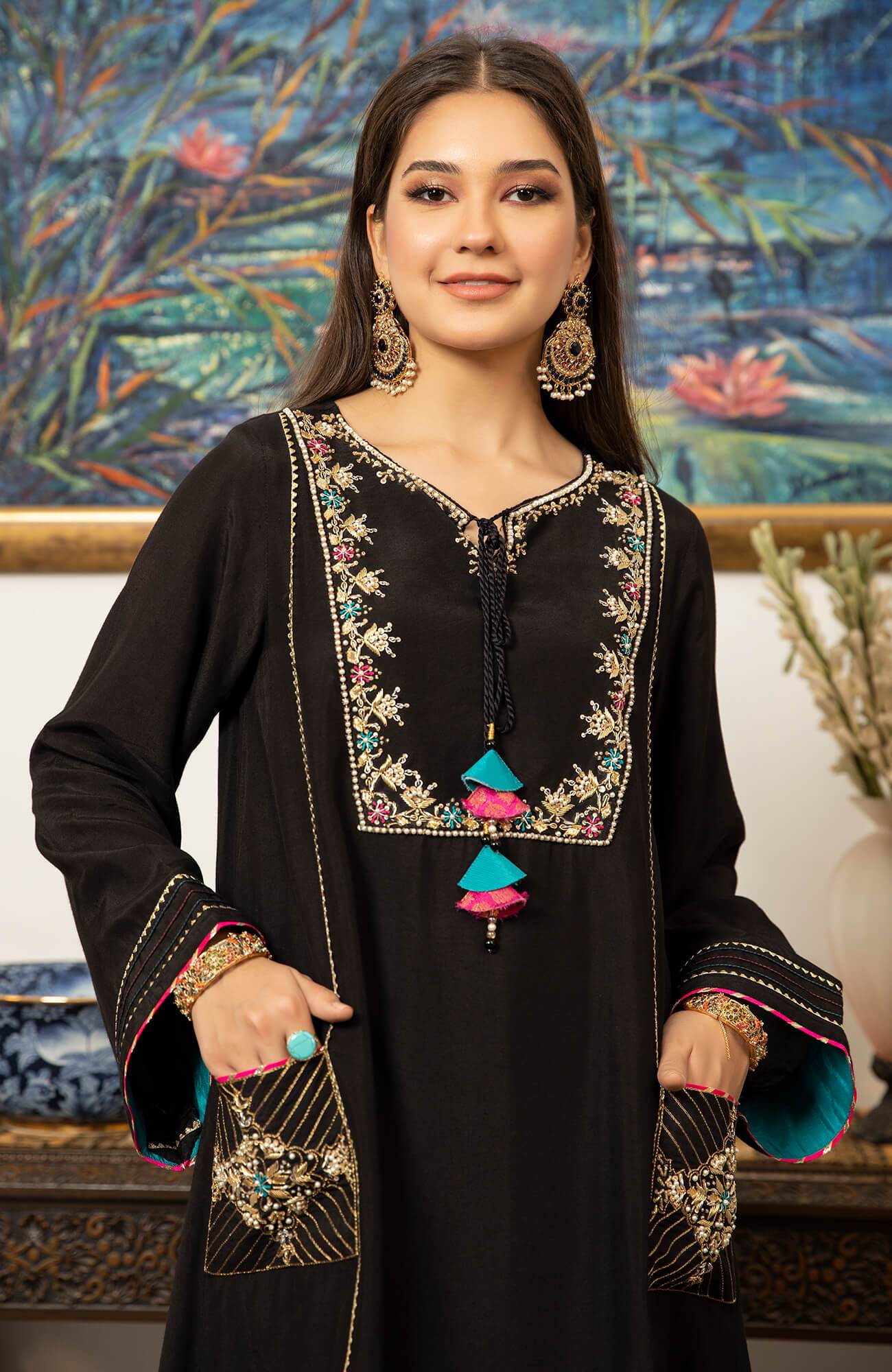 Joy Pret By Zaaviay Stitched Siyah (Kurti Only)