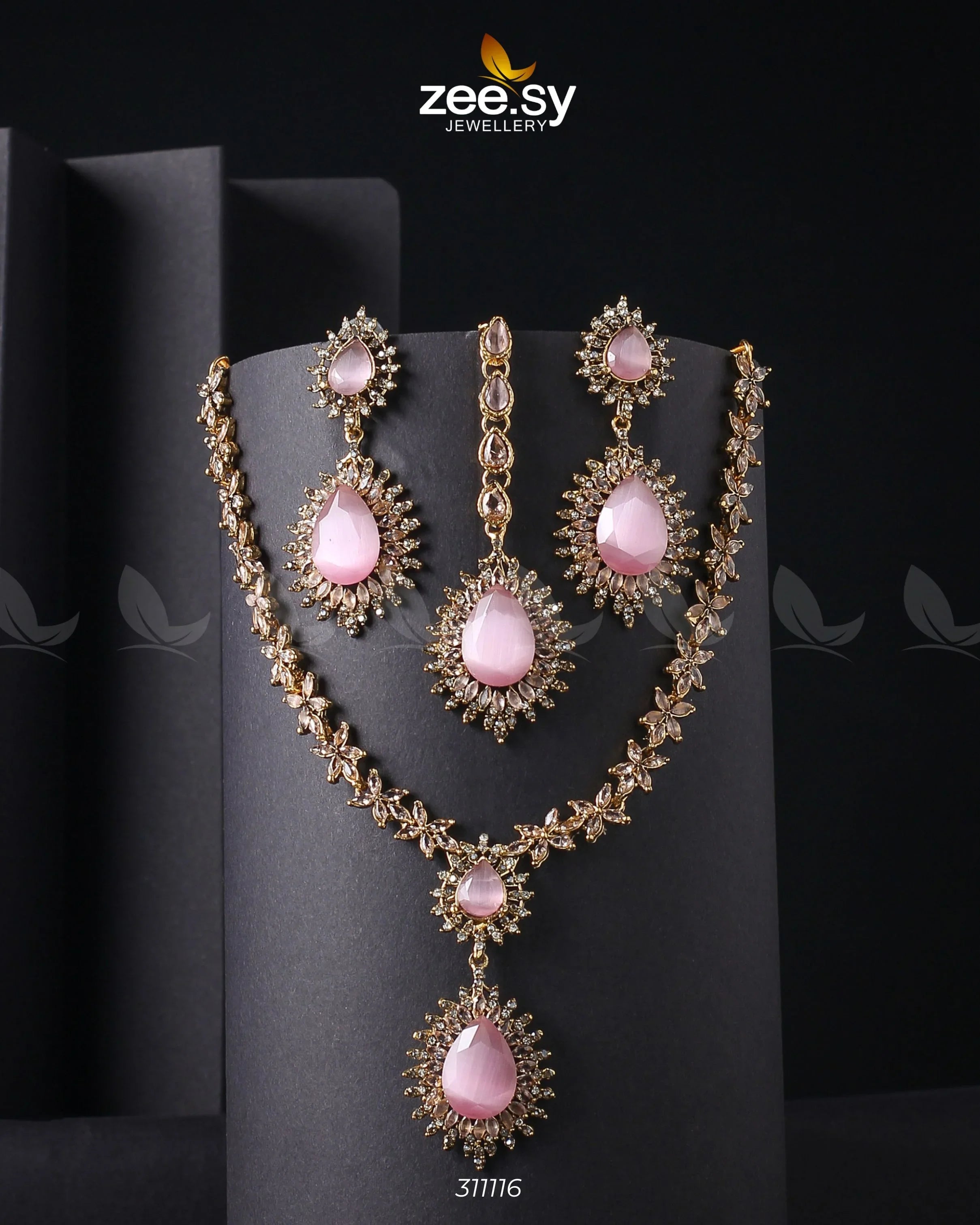 Zilla Necklace Golden Mint Pink - Zeesy Jewellery