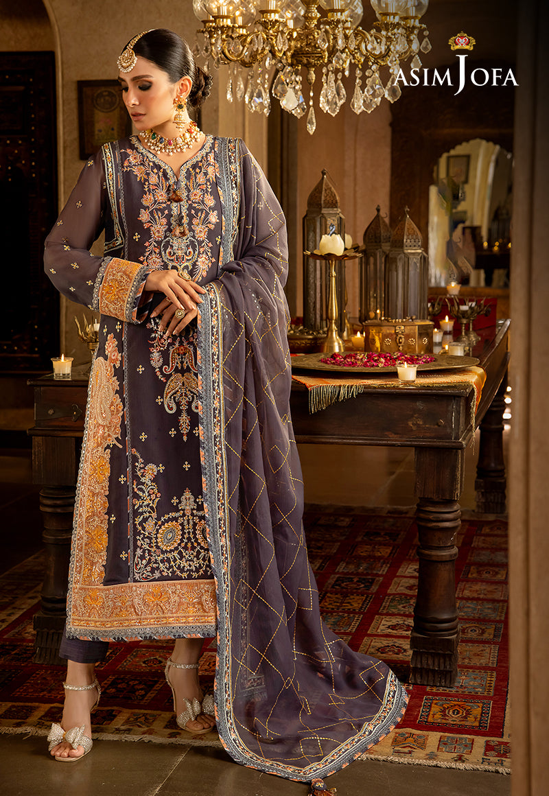 Asim Jofa Velvet Festive Ajvf-04 Embroidered Chiffon 3 Pcs