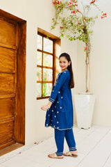Khanak Stitched Kids-Blue Embroidered 2Pcs Suit KST 114