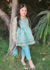 Eid Ki Khushiyan By Modest Stitched 3 Piece Cotton Frock Suit-9025-Grn