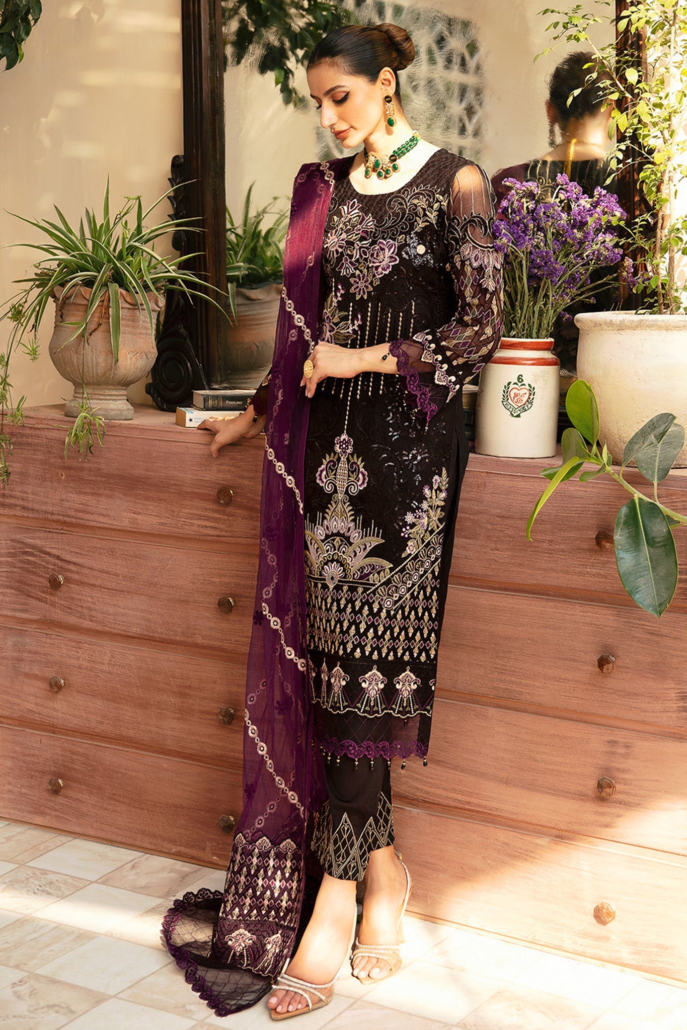 Chevron By Ramsha Unstitched 3 Piece Luxury Chiffon Vol-09 Collection'2024-A-905