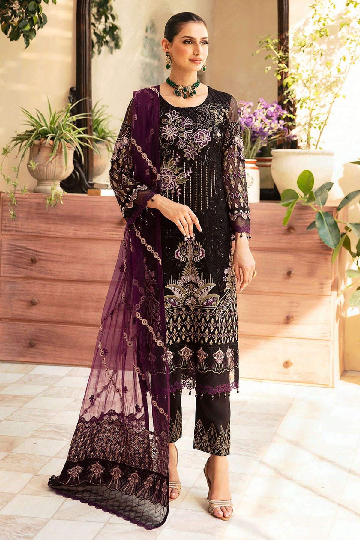 Chevron By Ramsha Unstitched 3 Piece Luxury Chiffon Vol-09 Collection'2024-A-905